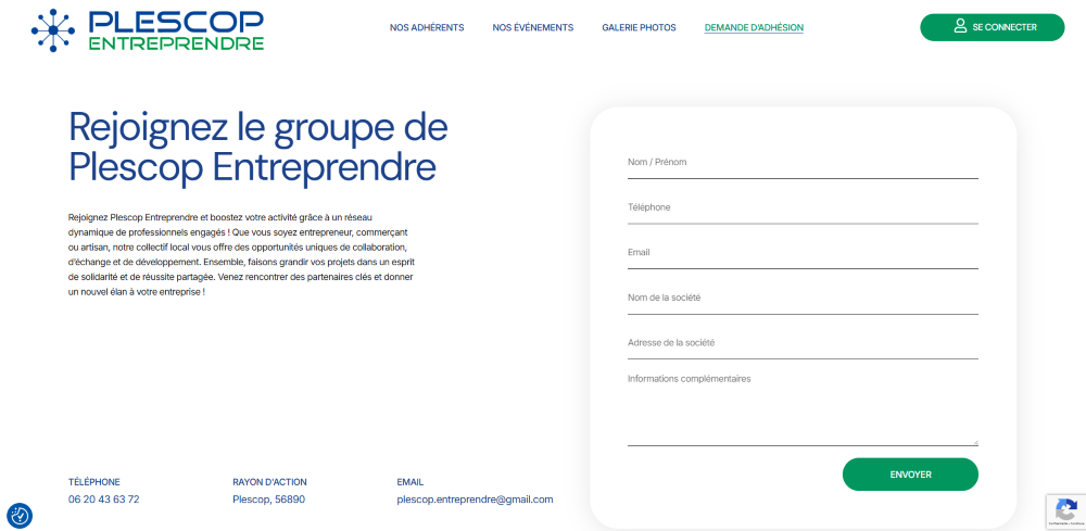Création site internet vitrine - Plescop Entreprendre - Webapic 4